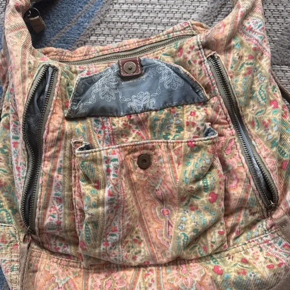 Vintage Y2K Fossil 1954 Paisley Floral Corduroy Crossbody Boho Purse Bag - Picture 5 of 8